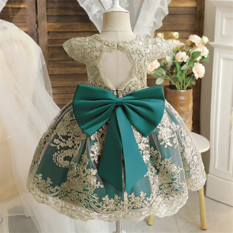 Baby Girls 1st Birthday Baptism Beading Dress For Girls Princess Luxury Embroidery Costumes Kids Party Clothes Toddler Dresses